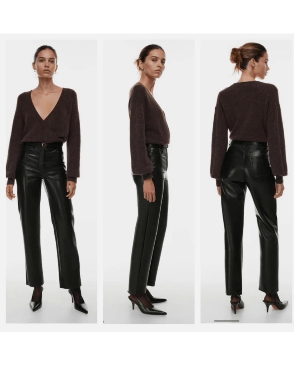 Aritzia The Melina Wilfred Vegan Leather Pants. High Waist, Straight Leg. Size 6